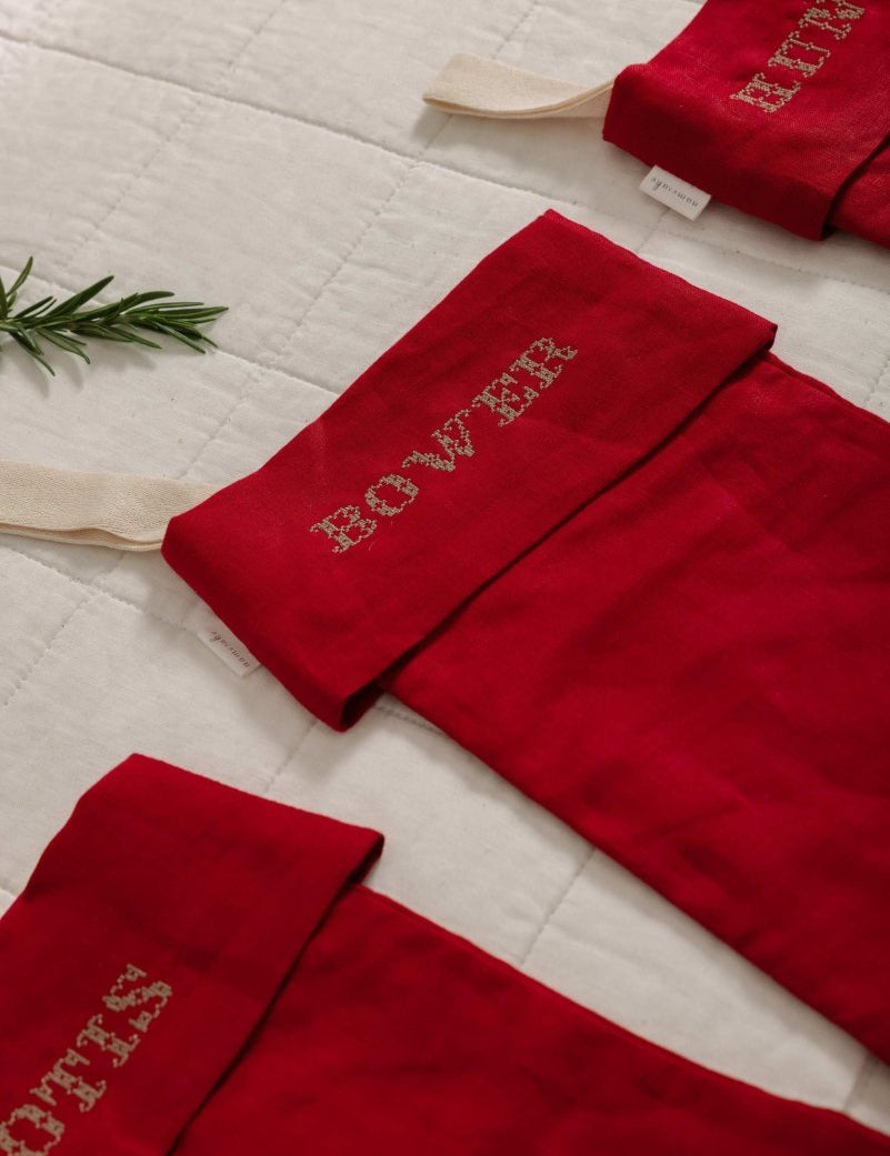 Plain Linen Stocking - Namesake Embroidery Studio