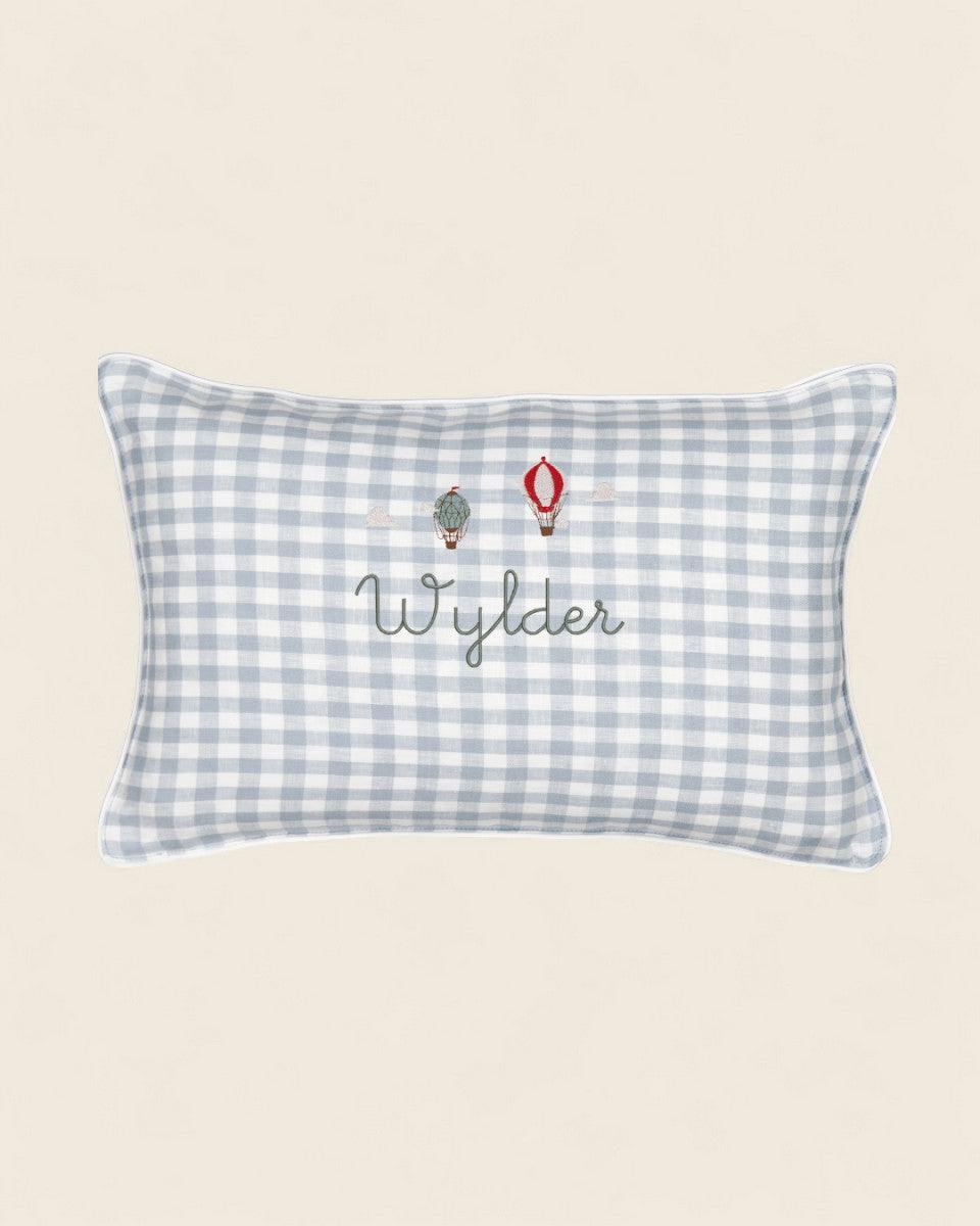 Up And Away Linen Cushion - Namesake Embroidery Studio