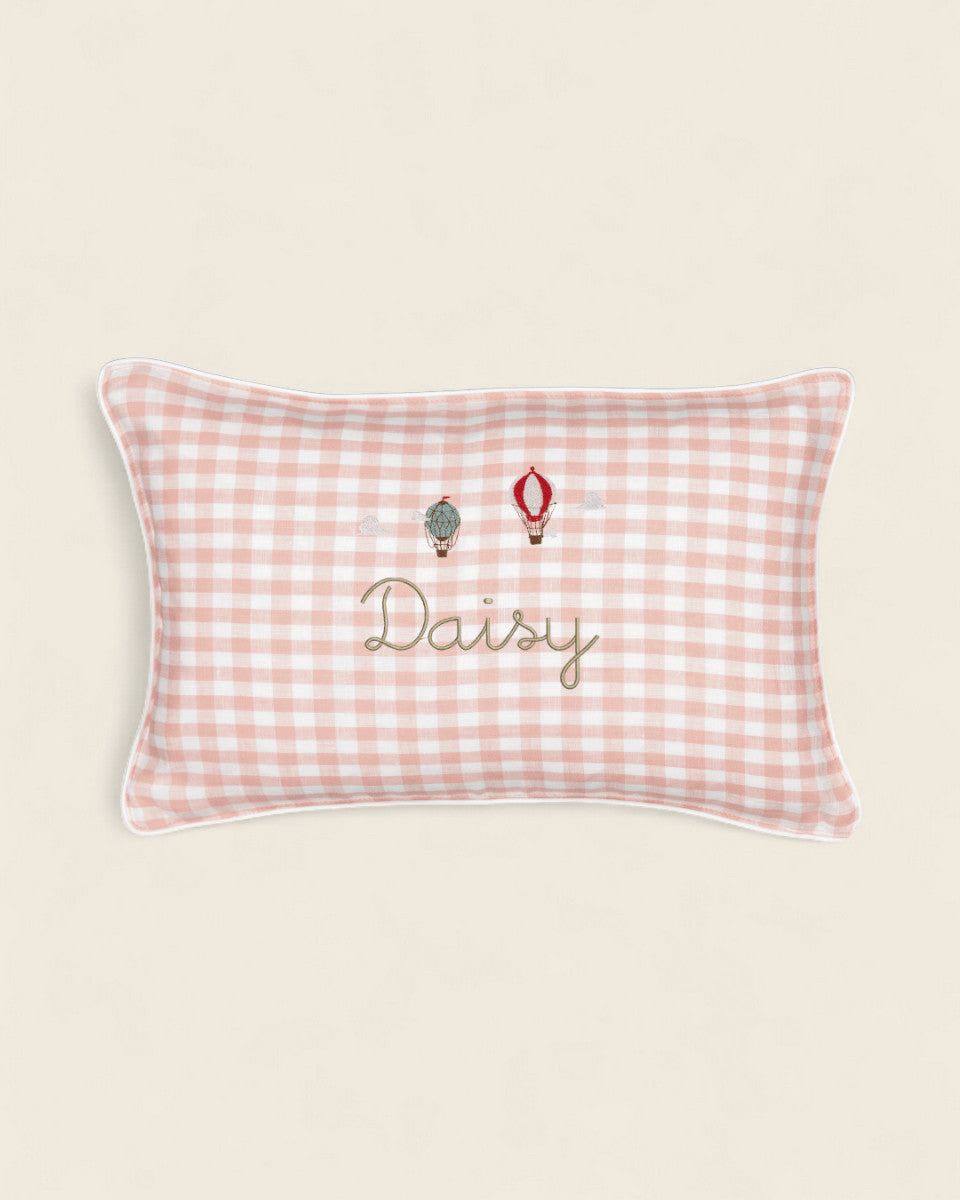 Up And Away Linen Cushion - Namesake Embroidery Studio