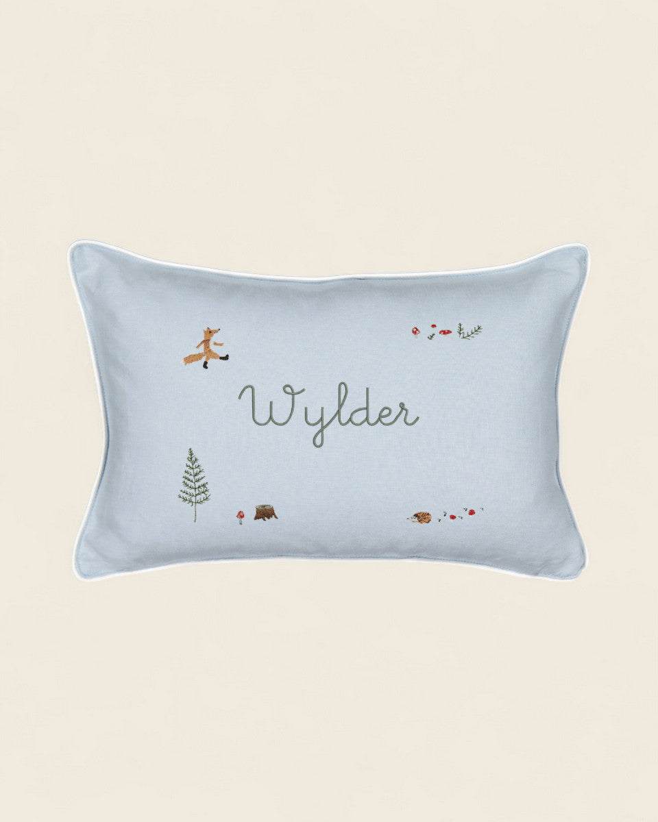 Woodland Friendly Fox Keepsake Linen Cushion - Namesake Embroidery Studio